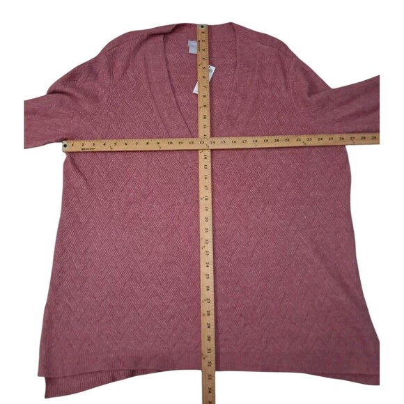 NWT Chico's Herringbone Textured V-Neck Sweater Roseberry Pink Soft Womens 4 XXL - Picture 7 of 7
